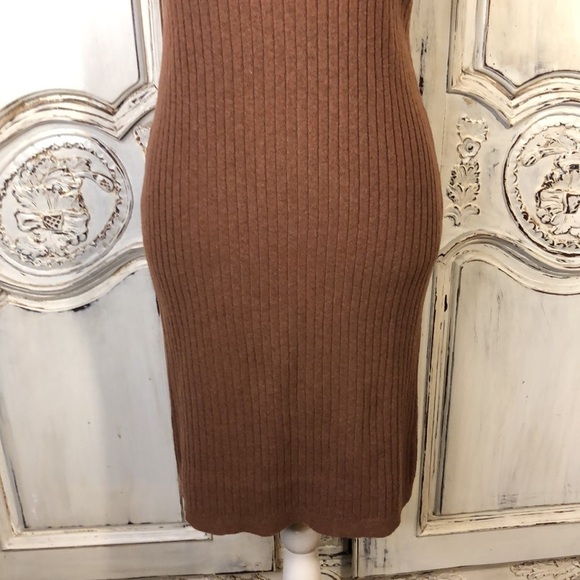 7 For All Mankind Burnt Sienna Ribbed Knit Spaghetti Strap Slip Dress Size Med. - Picture 4 of 11